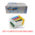 Kit 4 Cartuccia ricaricabile vuota per Epson T1281 T1282 T1283 T1284 con chip autoreset